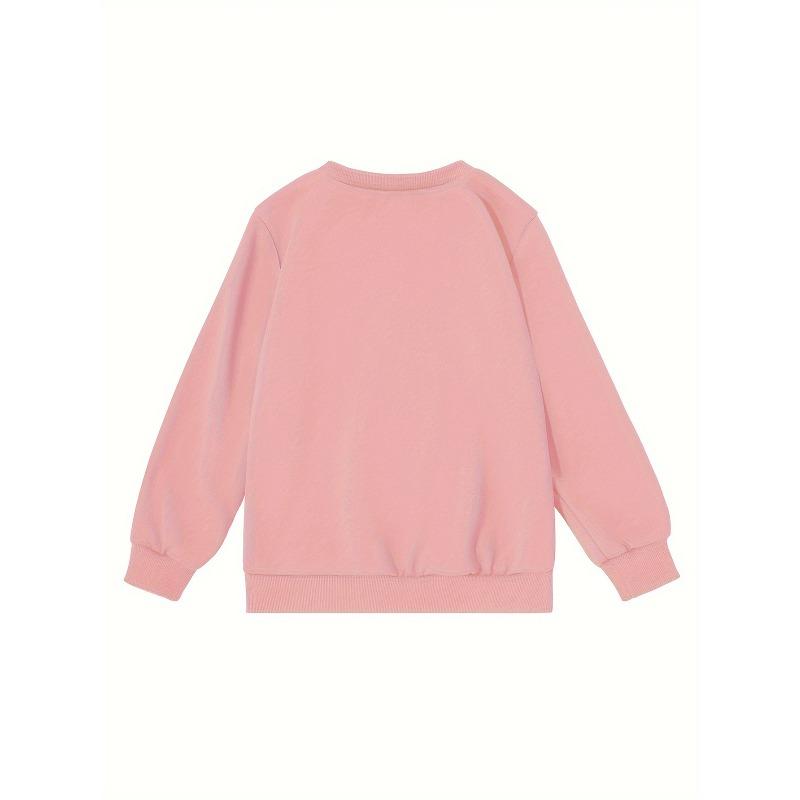 Kids K-POP Fan Graphic Crewneck Sweatshirt, Korean Pop Heart Sign Print Casual Autumn Winter Top