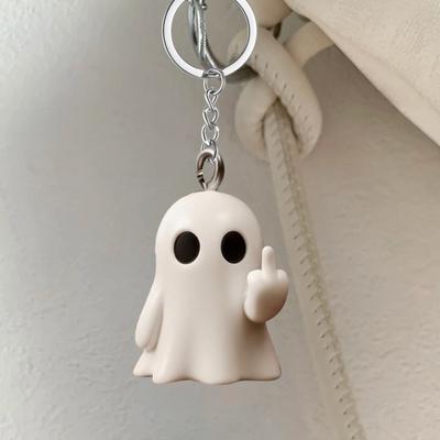 Halloweenska kľúčenka Duch Ukazujúci prostredník Styling Živicová figúrka Kľúčenka Dom Kancelária Stôl