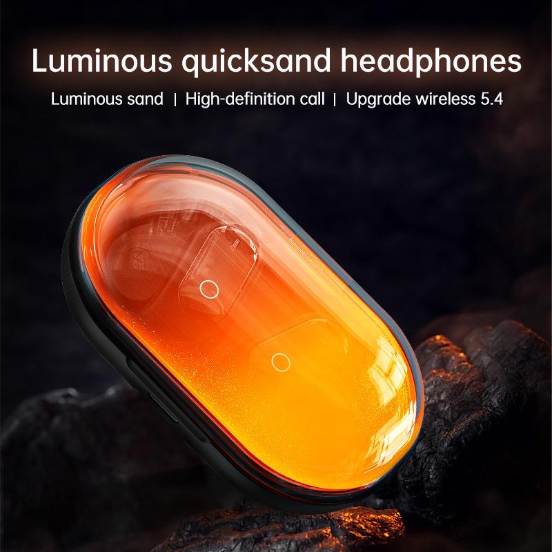 Luminous Quicksand Bluetooth 5.4 Earphones Real-time AI Translation Headset Night Light Flowing Hanging Wireless Headphone NEC Noise Reduction Earbuds