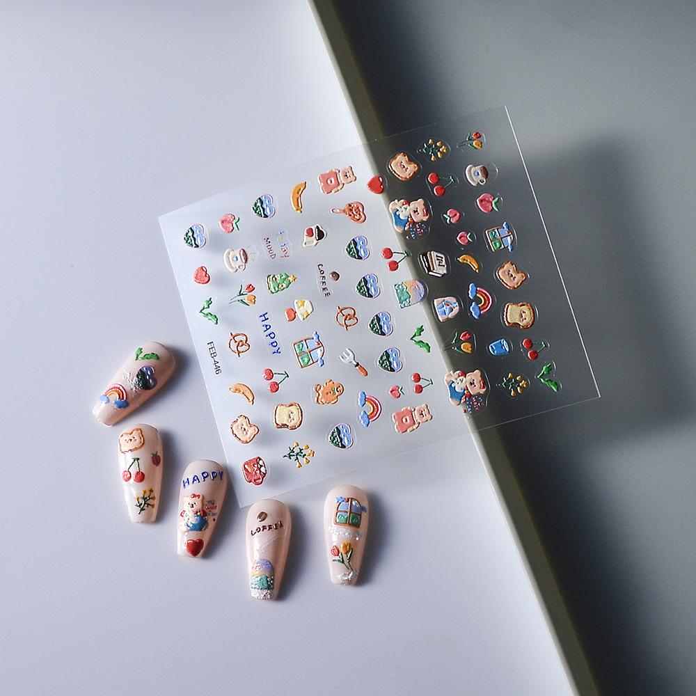 3D Japanese Sushi Nail Art Stickers - Handmade 5D Embossed Transparent Decoration