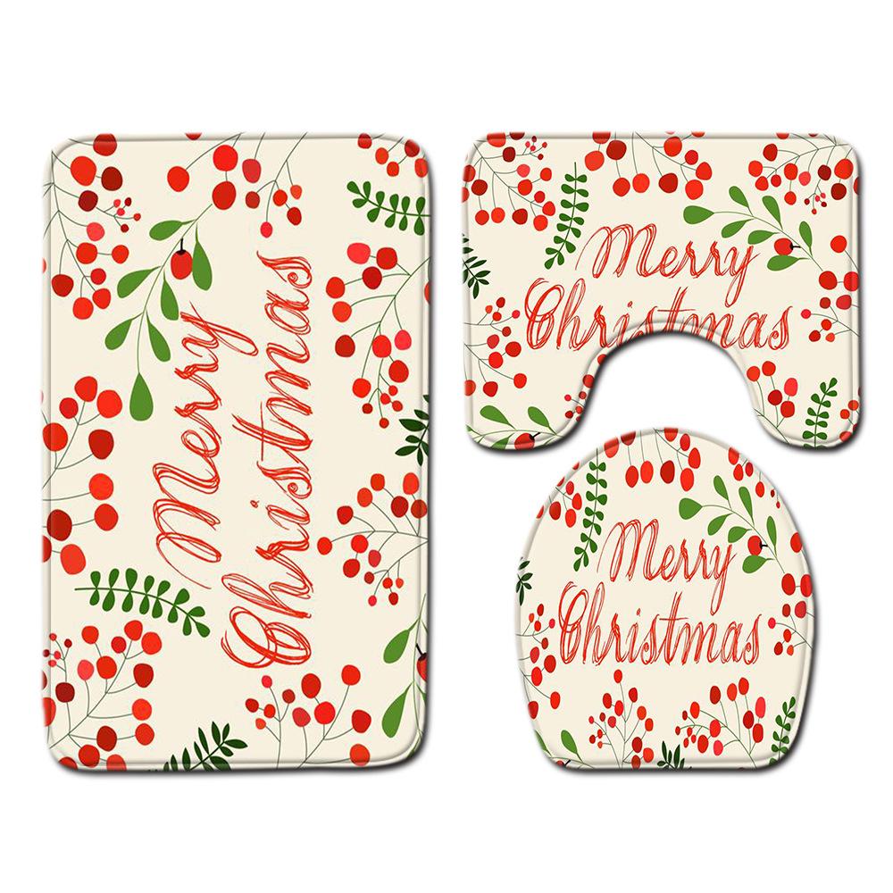 Christmas Bathroom Floor Mat Toilet Three-Piece Set