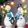 Double 4.8 Inch Resin Snowman Figurines With Christmas Tree Garland Christmas Decoration Indoor Snowman Decorative Ornaments