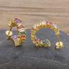 Nidin Luxury Female Crystal Zircon Stone Earrings Fashion Copper CZ Rainbow Jewelry Romantic Boho Stud Earrings For Women Girls