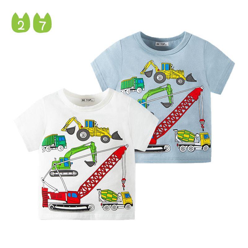 Crane Patterned Fashion Brand Clothes Children's Short-Sleeved T-shirt