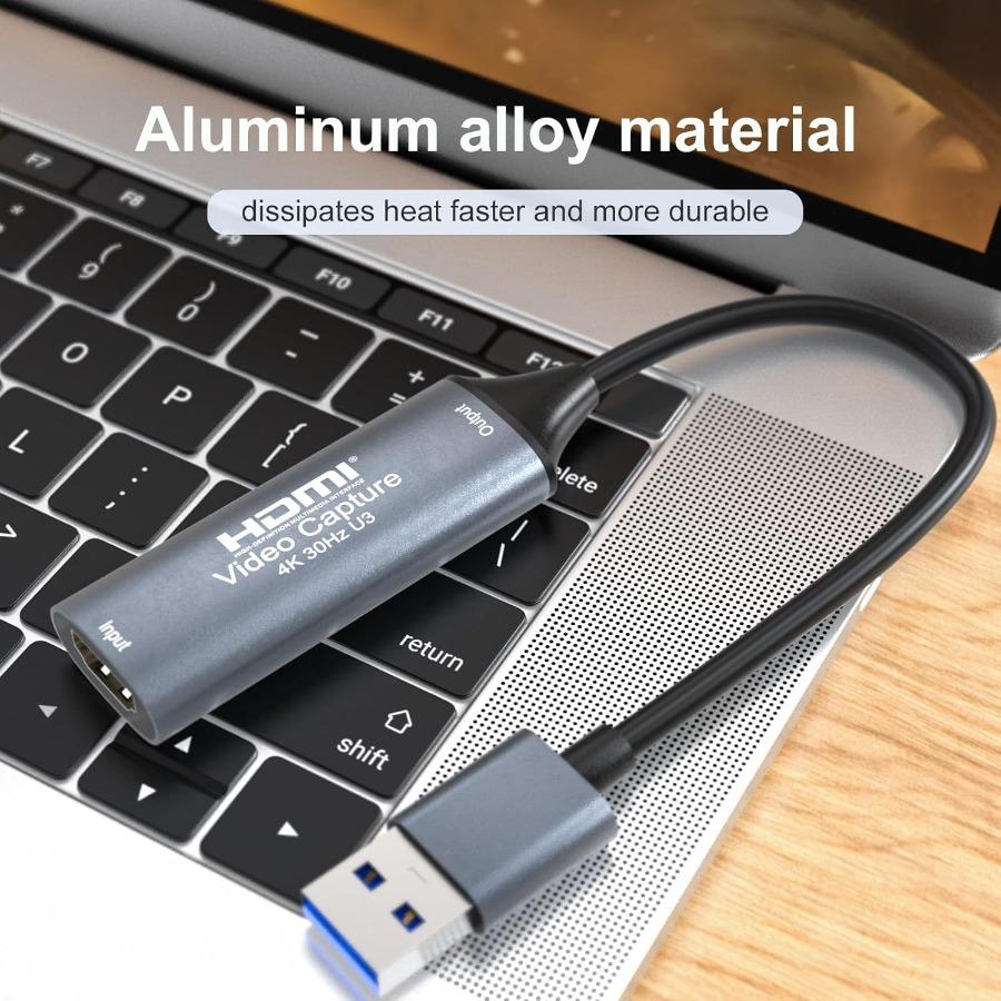 4K USB 3.0/Type-C Video Capture Card HDMI-compatible Grabber Recorder for PS4 Game DVD Camcorder Camera Recording Live Streaming