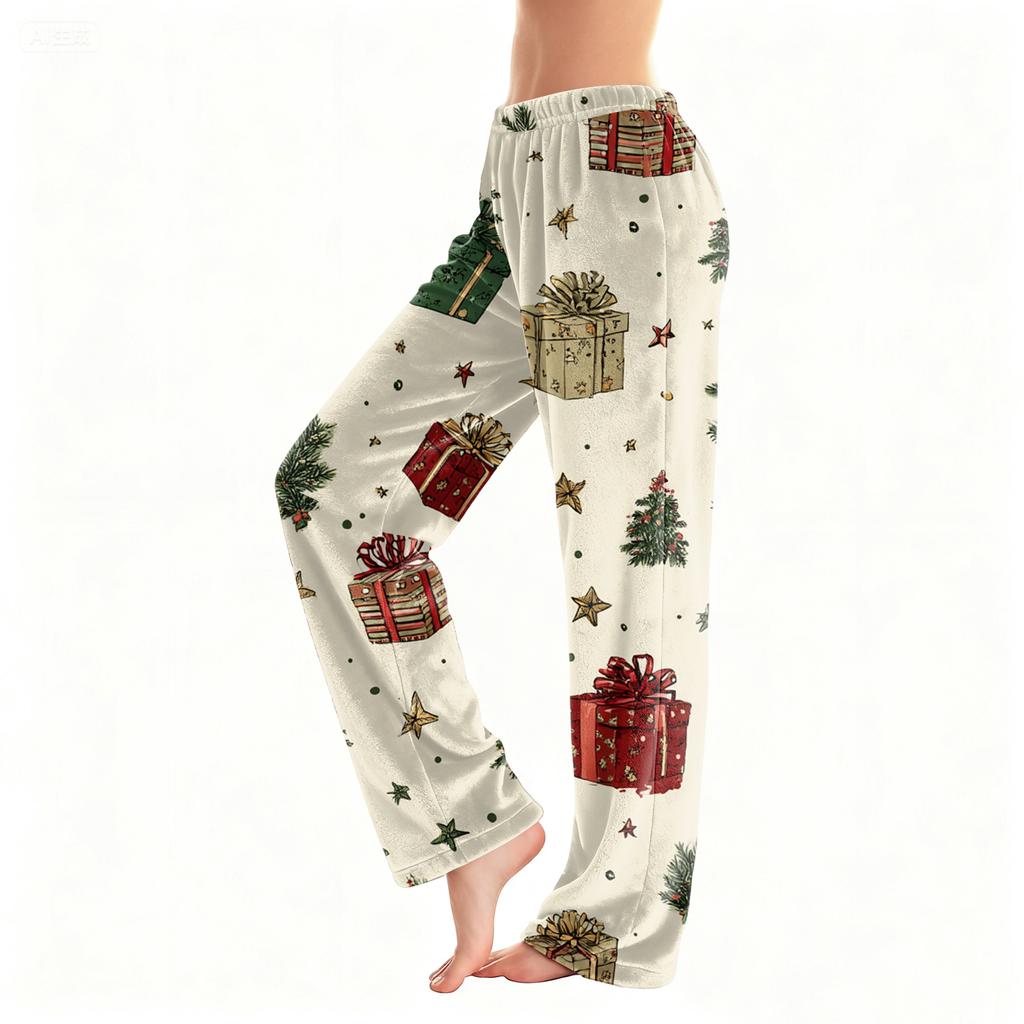 Women's Casual Fashion Christmas Printed Flannel Pants Pajama Pants