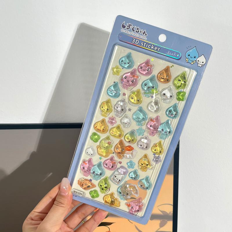 Kawaii 3D Sticker Water Droplet Solid Relief Stickers DIY Stationery Decals Party Favors Students Gifts Shizuku-chan Stickers as picture