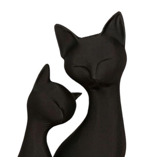 3D Printed Cat Figurine, 2 Cats Intertwining Sculpture, Modern Black Cat Statue for Home, Living Room, Office Desk, Shelf Decor