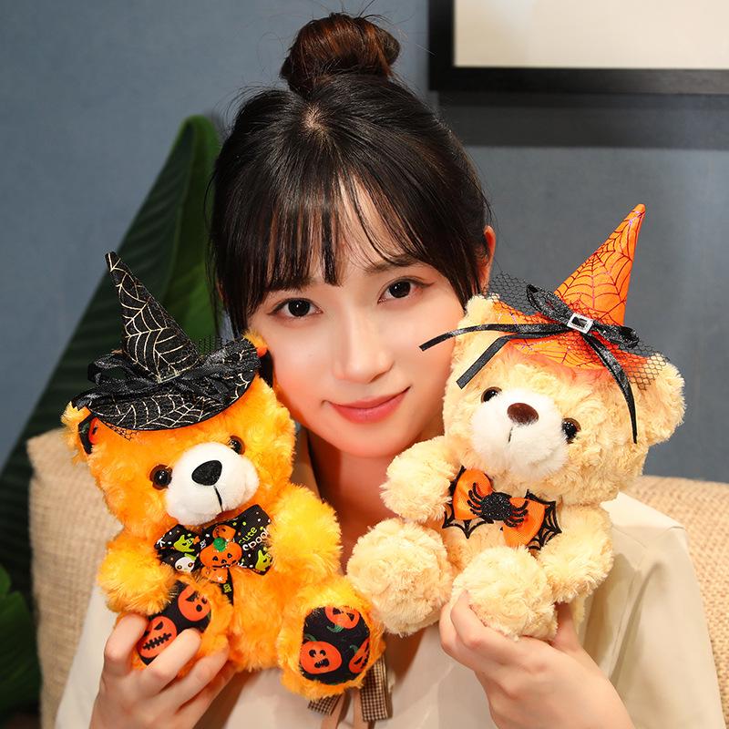 Halloweenowy Duch Dynia Niedźwiedź Pluszowa Zabawka - Koszulka Dekoracja Pluszowego Niedźwiadka