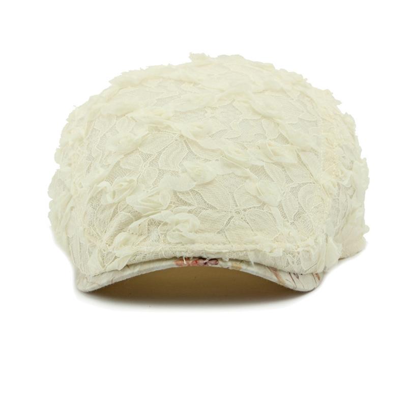 Summer Cap Women's Lace Flower Beret Lightweight Breathable Mesh Cap Painter's Cap
