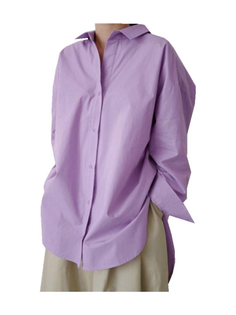 2024 Women's Loose Casual Long Sleeve Irregular Shirt for Autumn/Winter