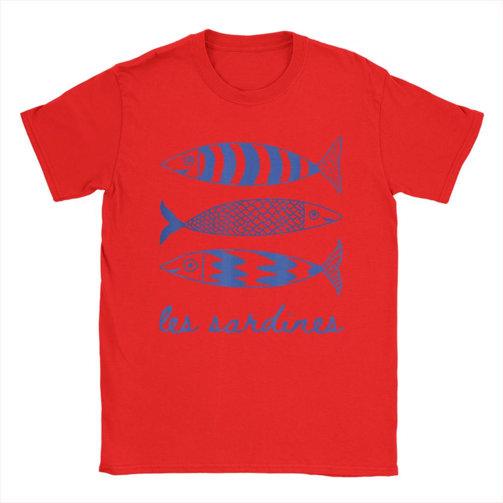 Les Sardines Tinned Fish Graphic Funny T Shirt Men's  Cotton Funny T-Shirts O Neck Fisherman Tees Short Sleeve Tops Classic