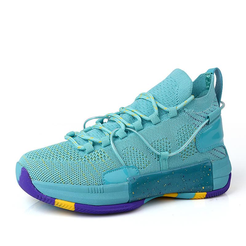 Basketball Shoes Summer New Couple Models Medium Help Flying Woven Breathable Cushioning Non-slip Actual Combat Large Size Men's Shoes Sports Shoes