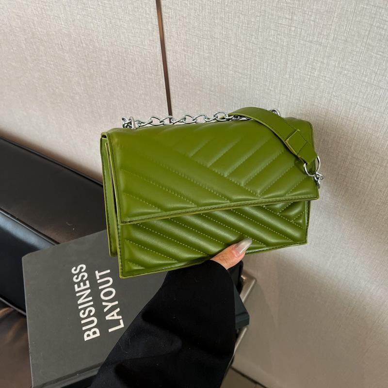 Bag Texture Foreign Style Striped Women's Bag New Year's New Solid Color New Trend Fashionable Beautiful Small Square Bag