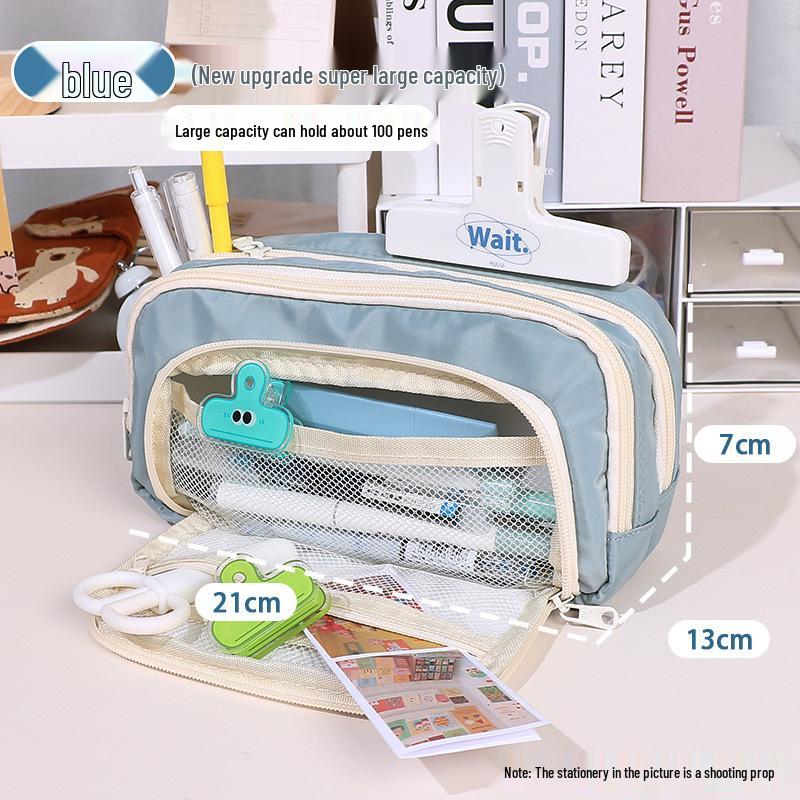 Minimalist Japanese-Style Pencil Case 2023: Large-Capacity Stationery Box for Students, Unisex