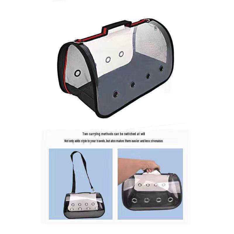 Transparent Pet Travel Suitcase & Stroller - Double-Layer, Airline-Approved for Cats & Dogs.