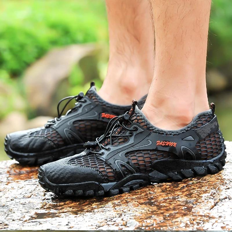2024 Breathable Waterproof Hiking Shoe Men Suede Mesh Outdoor Sneakers Rock Climbing Shoes Man Sport Quick-dry Shoes