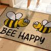 Bee Happy Doormat Welcome Mat Outdoor Carpet Living Room Floor Mat Rug For Bedroom Lightweight Home Decor