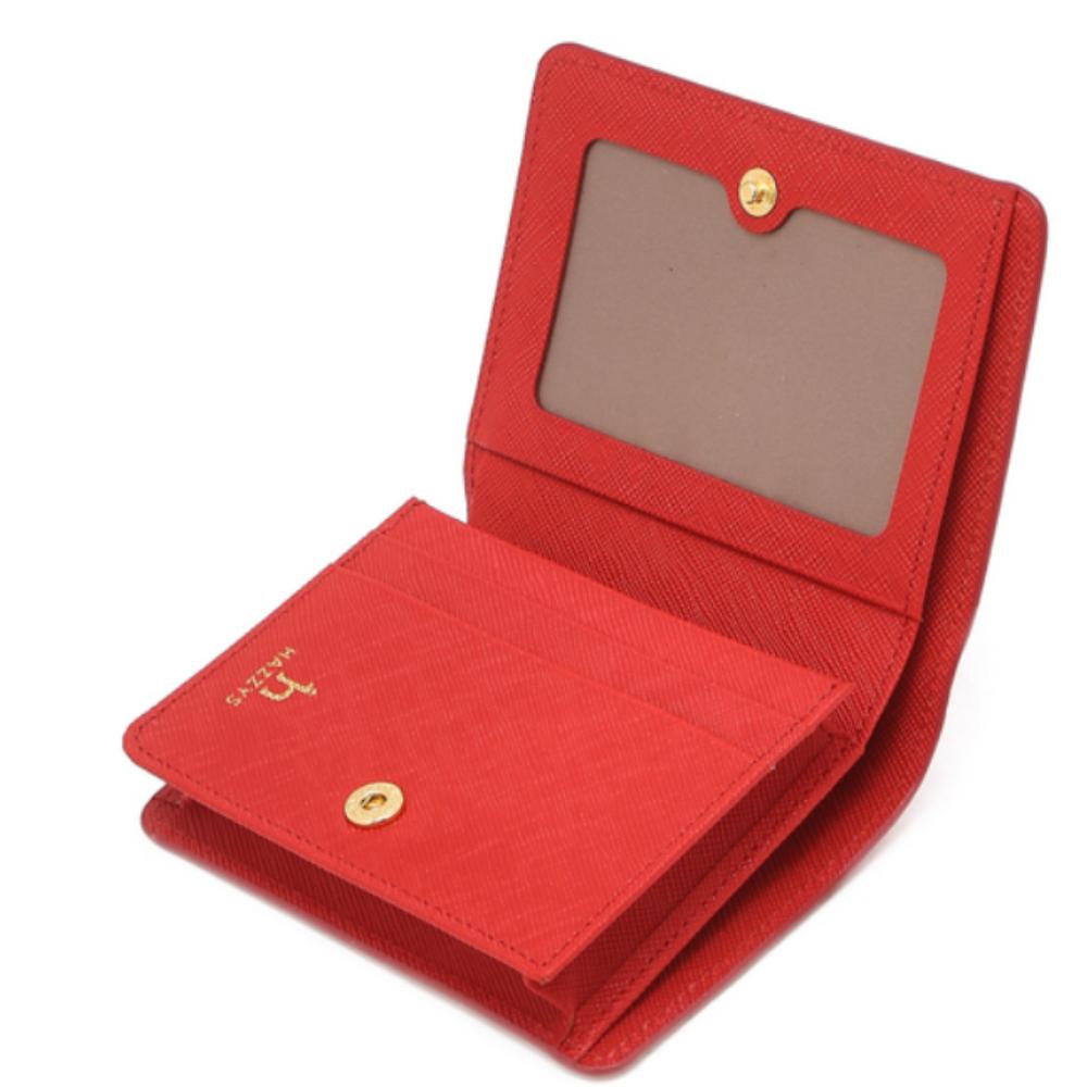 HAZZYS [Steady Seller] Vivid Red Solid Cowhide Bifold Wallet