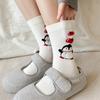 Penguin Socks Medium Tube Socks Tide Cartoon Embroidery Flocking Lace Cute Pure Cotton Stacking Socks