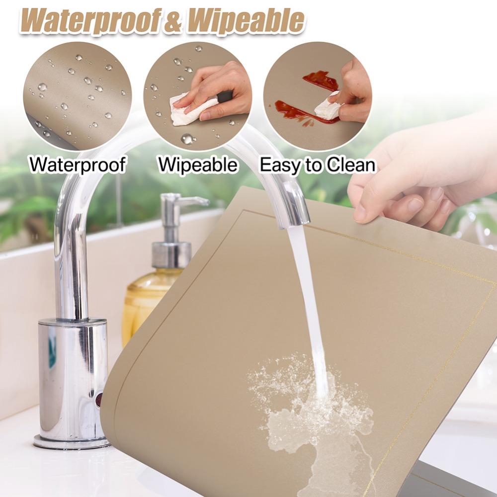 Set om 4/8 Placemats i konstläder Vattentäta Värmebeständiga Rektangulära PU-underlägg för Jul Matservisunderlägg Set