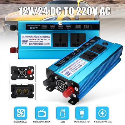 Car Solar Power Inverter LED Display Car Adapter 12V DC To 220V AC Modified Sine Wave Converter Lot 2000W