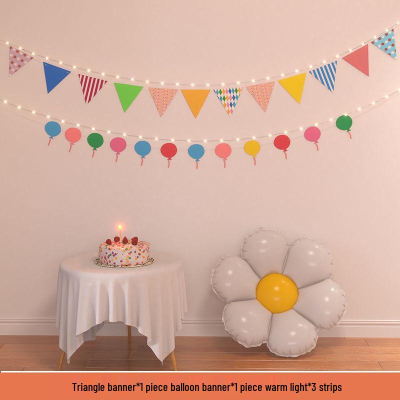 Birthday Pom Pom Bunting Set for Kids - First Party Decor & Photo Props