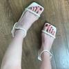 Royal sister style! Temperament sandals women's outer wear 2025 new square head one-word buckle with open-toed stiletto white high heels