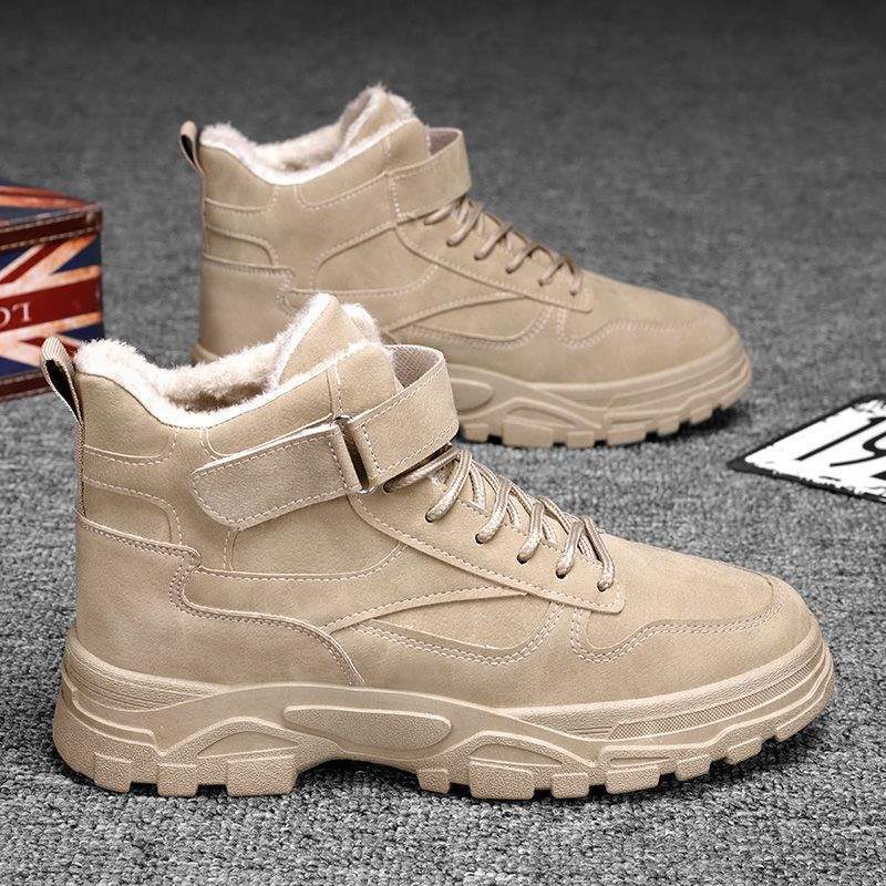 Winter New Snow Boots Men's Korean Version Trendy Casual Versatile Velvet Thickened Thermal Cotton Boots British Style Tooling Boots