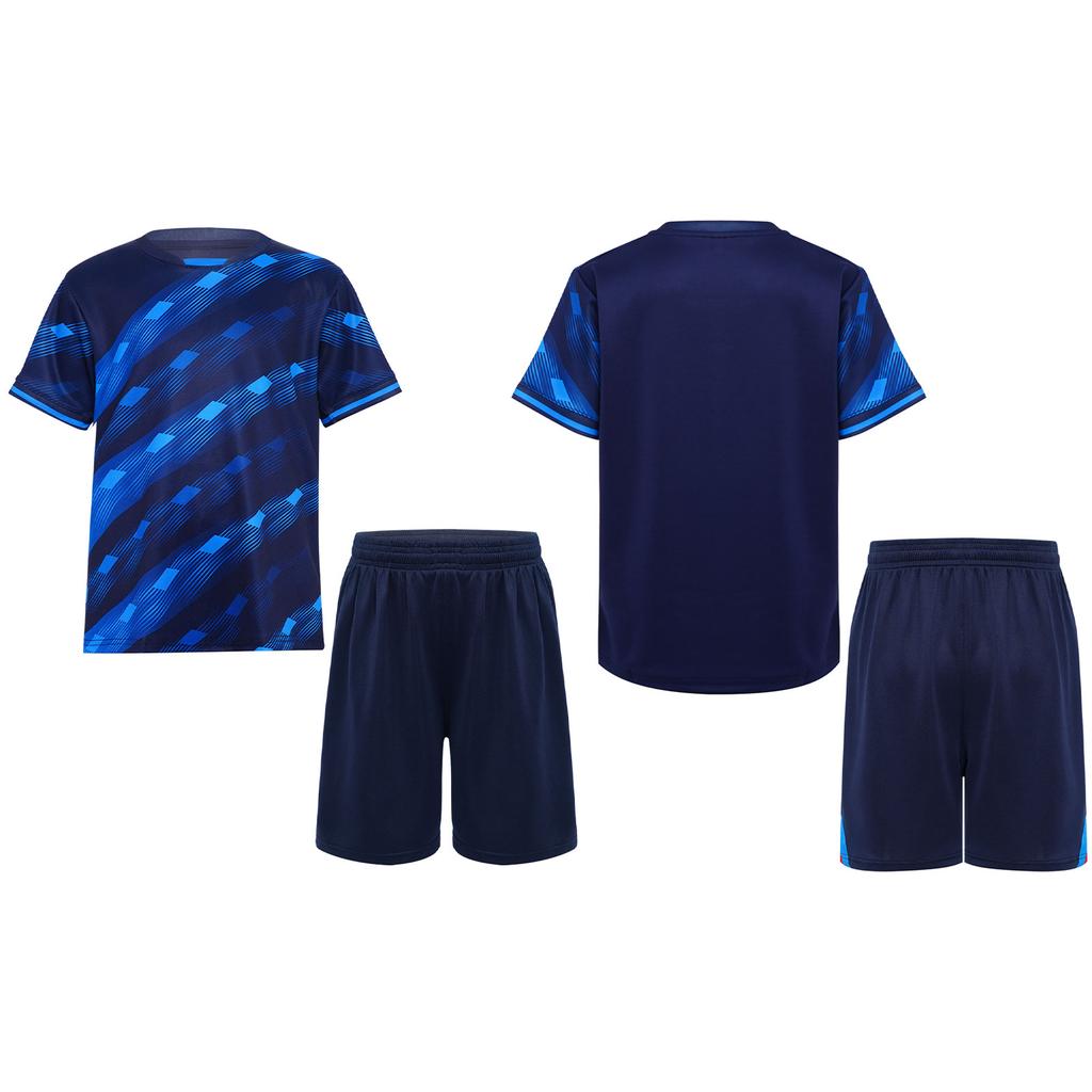 Kids Quick-Drying Sports Set Boys 2-piece Swim Suits Short Sleeve Striped T-shirt with Shorts Outfit Football Basketball Uniform