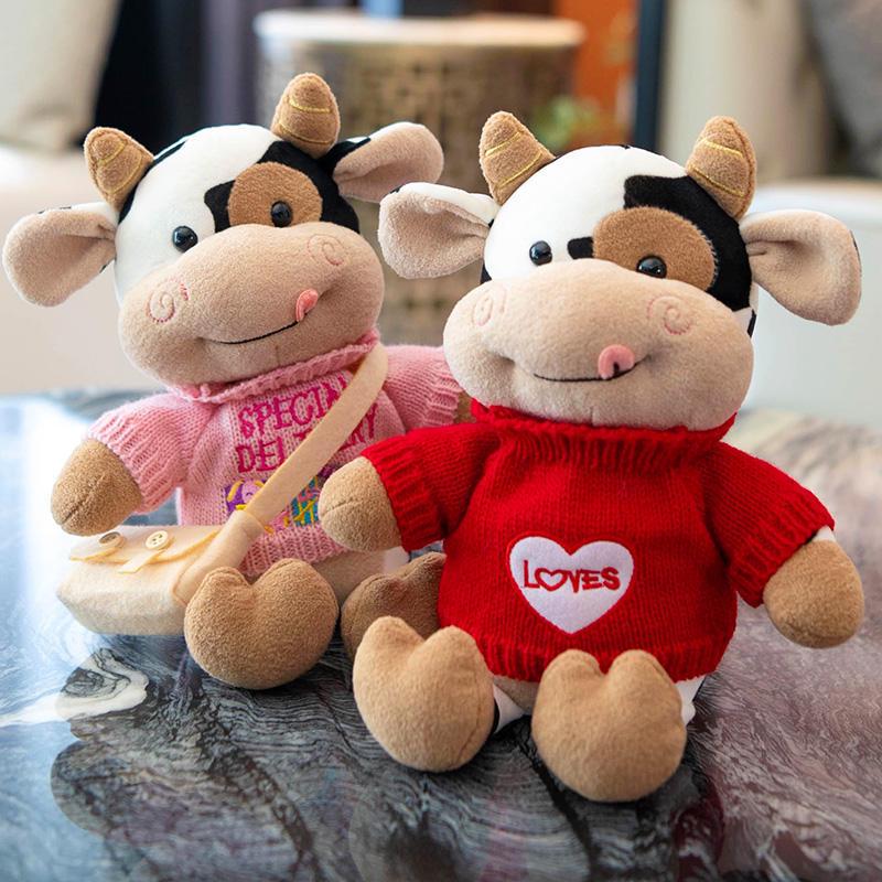 

Adorable Cow Plush Doll in Sweater - Super Cute Ragdoll Toy 30 cm