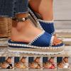 Women'S Platform Slip Sandals Fashionable And Casual Solid Color Fabric Upper Women Heeled Sandals Sandals Women Size 8 Wedge