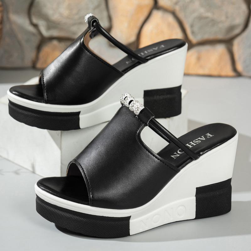 Fish-mouth Thick-soled Shoes - New Style Women's Flip-flops with Platform Heel and Flat Bottom