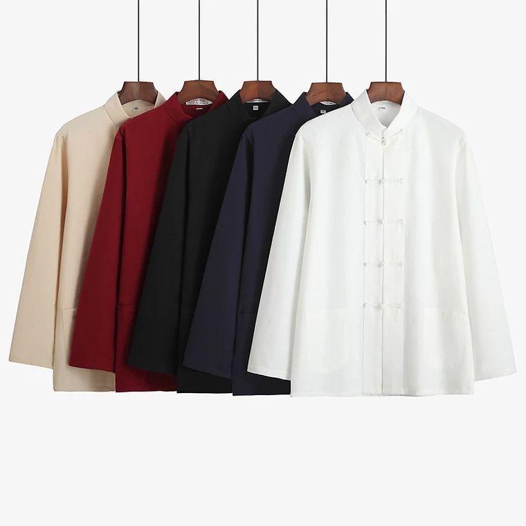 Men's Long-Sleeved Tang Suit - Classic Hanfu, Traditional Chinese Clothing for Middle-Aged Men and Groomsmen