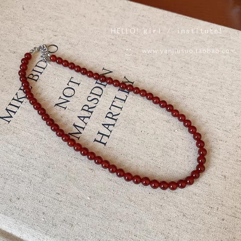 Ankora red beaded autumn and winter versatile neck chain collarbone chain