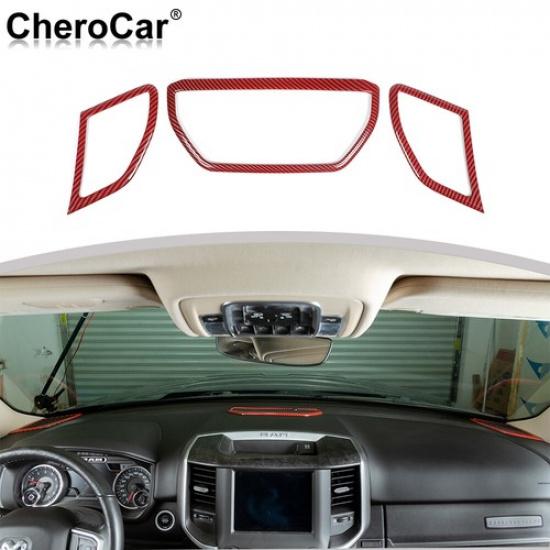 Center Console Dashboard Speaker Trim Frame For Dodge Ram 18-20 Red Carbon Fiber
