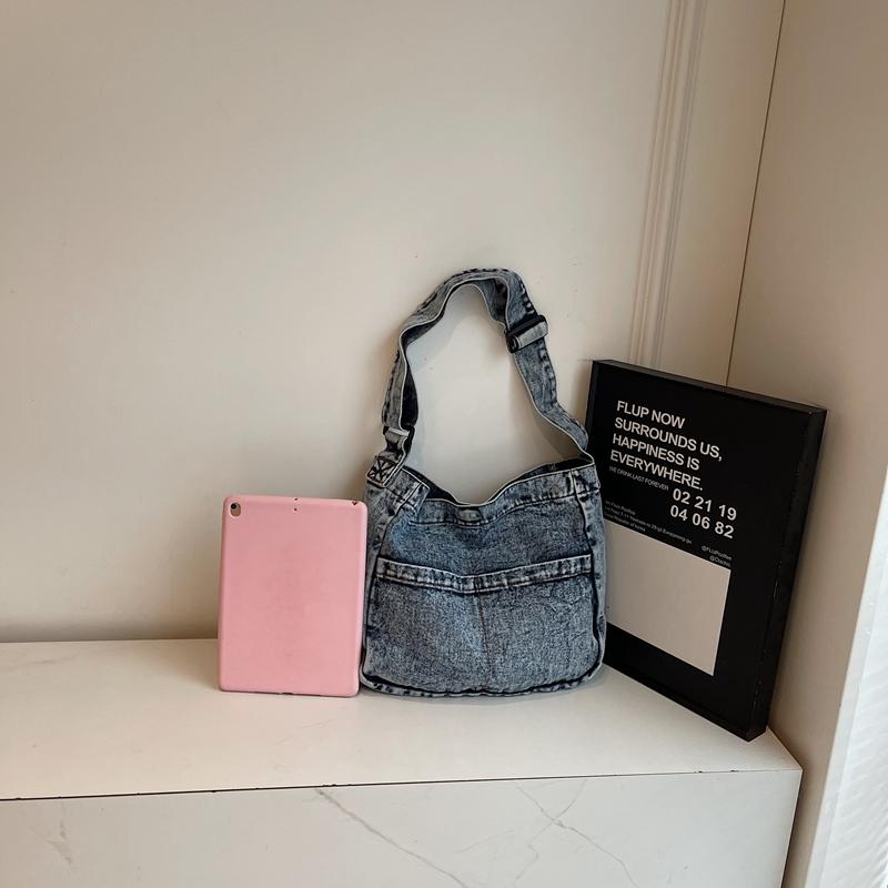 Denimveske Dame Skulderveske Stor Kapasitet Pendler Crossbody-veske