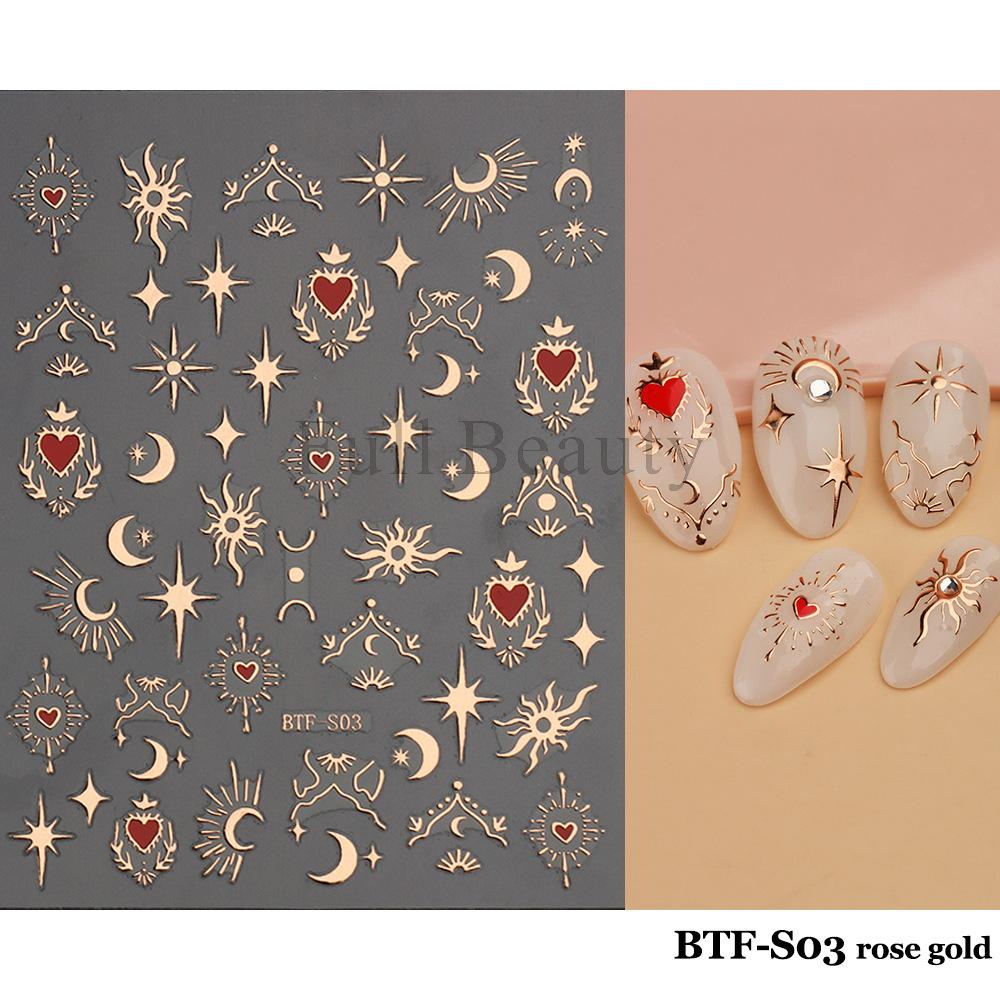 Nail Sticker Geometric Pattern Shining Star Moon Back Adhesive Nail Decals