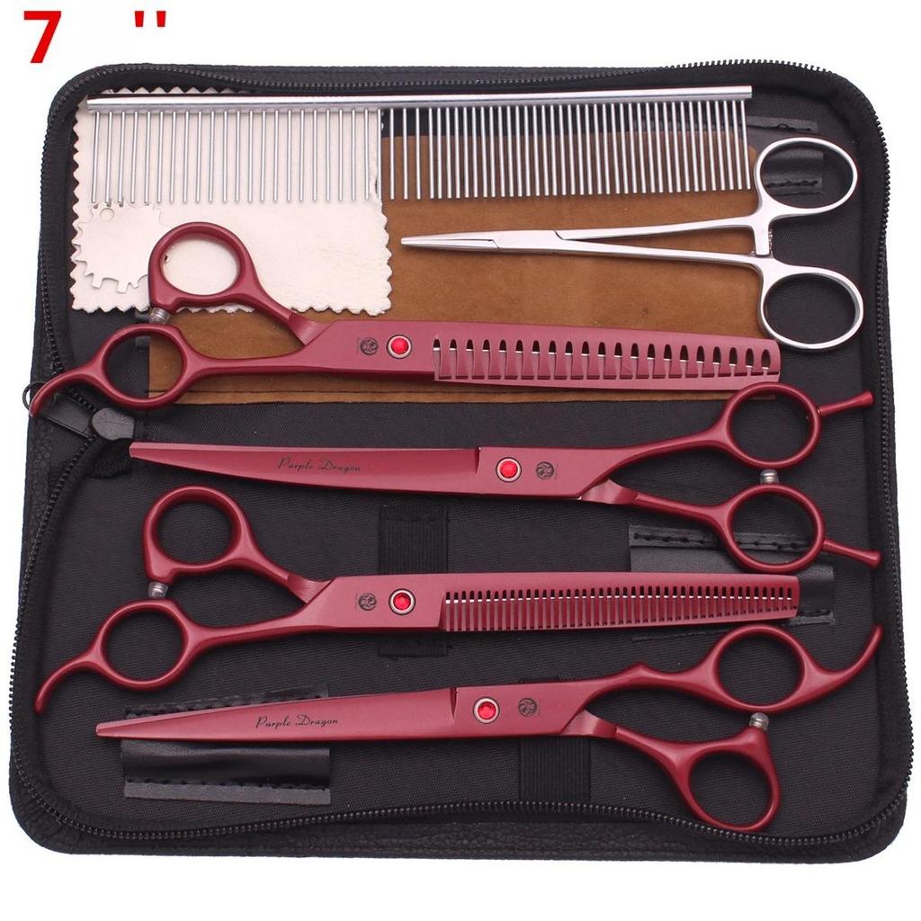 7,5'' Professionelle Tierpflege Schere Haarschneide Fischgräten Ausdünnungs Kamm Hämostaten Pinzette Japan 440C Set Für Hund Katze Z3088
