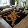 Black & Gold Leopard Print Area Rug Modern Animal Pattern NonSlip Washable Floor Mat for Living Room Bedroom Home Decor