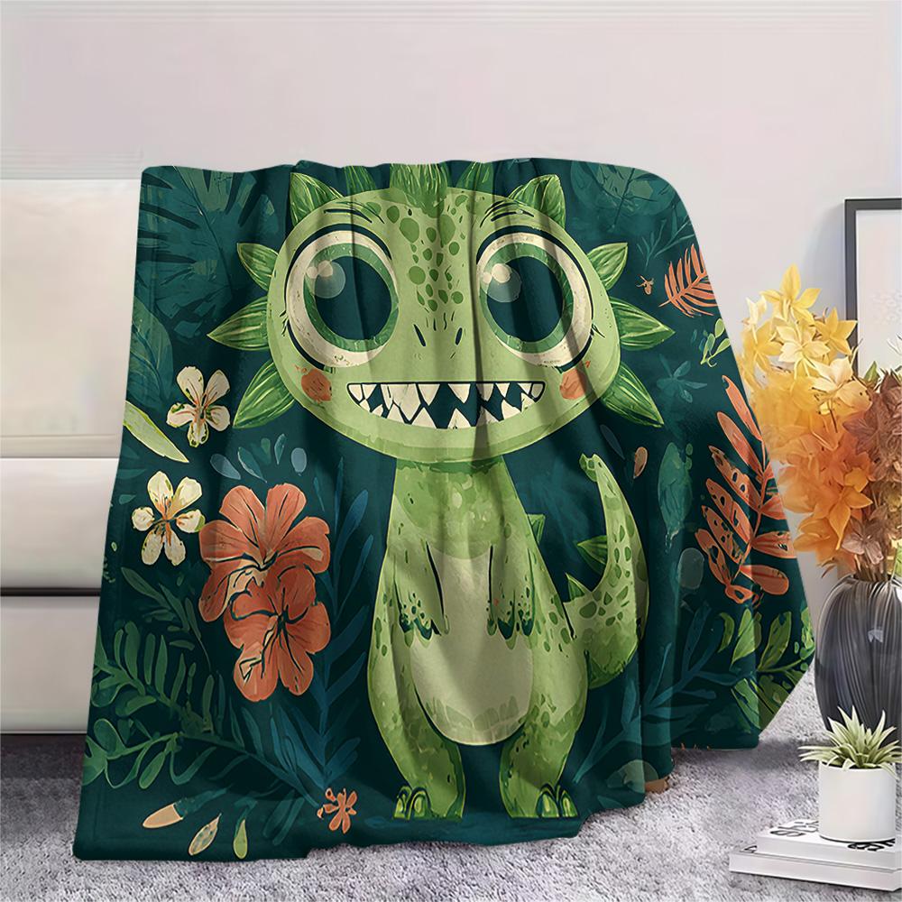 Dinosaur Print Flannel Blanket, High quality Comfortable for All Seasons, Home Decor, Warmth and Comfort, Perfect for Christmas Gifts