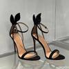 Fashion 2025 New Open Toe Fashionable Minimalist Party Heels Women's Shoes Summer Women Sexy Versatile Bunny Ear Sandals Black Bow