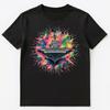 Colorful Paint Splash Aircraft Carrier Art Graphic Unisex T-Shirt