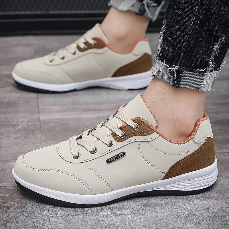 Neue Herrenschuhe Frühling Herbst Wasserdichte Wanderschuhe Freizeit Herren Leder Sportschuhe Rutschfeste Schuhe Tennis für Männer