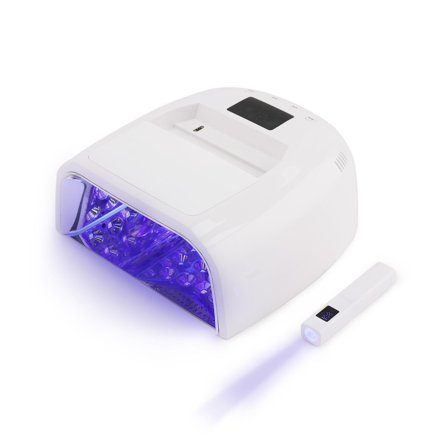 

BEPAN Rose Gold Rechargeable Nail Lamp 128W Hybrid Pro Cure Gel Polish Nails Dryer 2 in 1 Mini Tips Lamp for Salon Use EU білий
