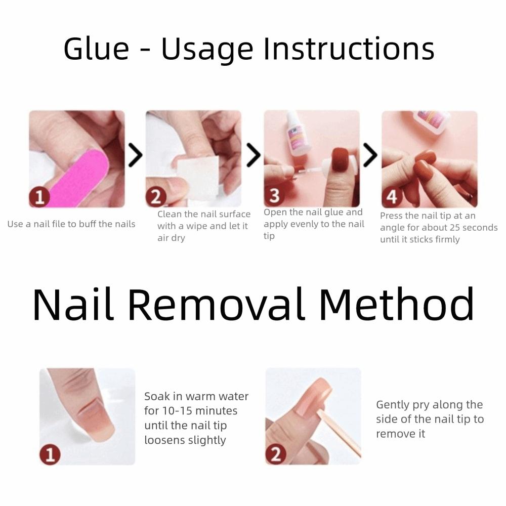 24pcs Nail File Press On Nails Nail Glue Nails Stikers Gifts Full Cover Fake Nails Nail Art