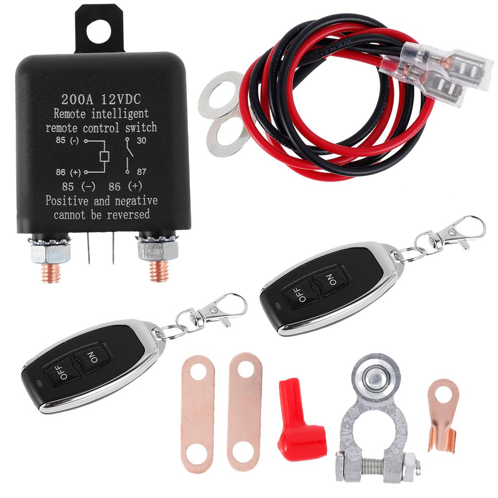 12V Battery Relay Switch Remote Control Battery Disconnect Cut Off Isolator Switch Anti-Theft with Dual Remote Control Switch