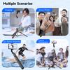 F15 Selfie Stick Tripod with Bluetooth Remote, 6-Section Extendable Pole, 360° Rotation, Fill Light Option, for Phone Vlog