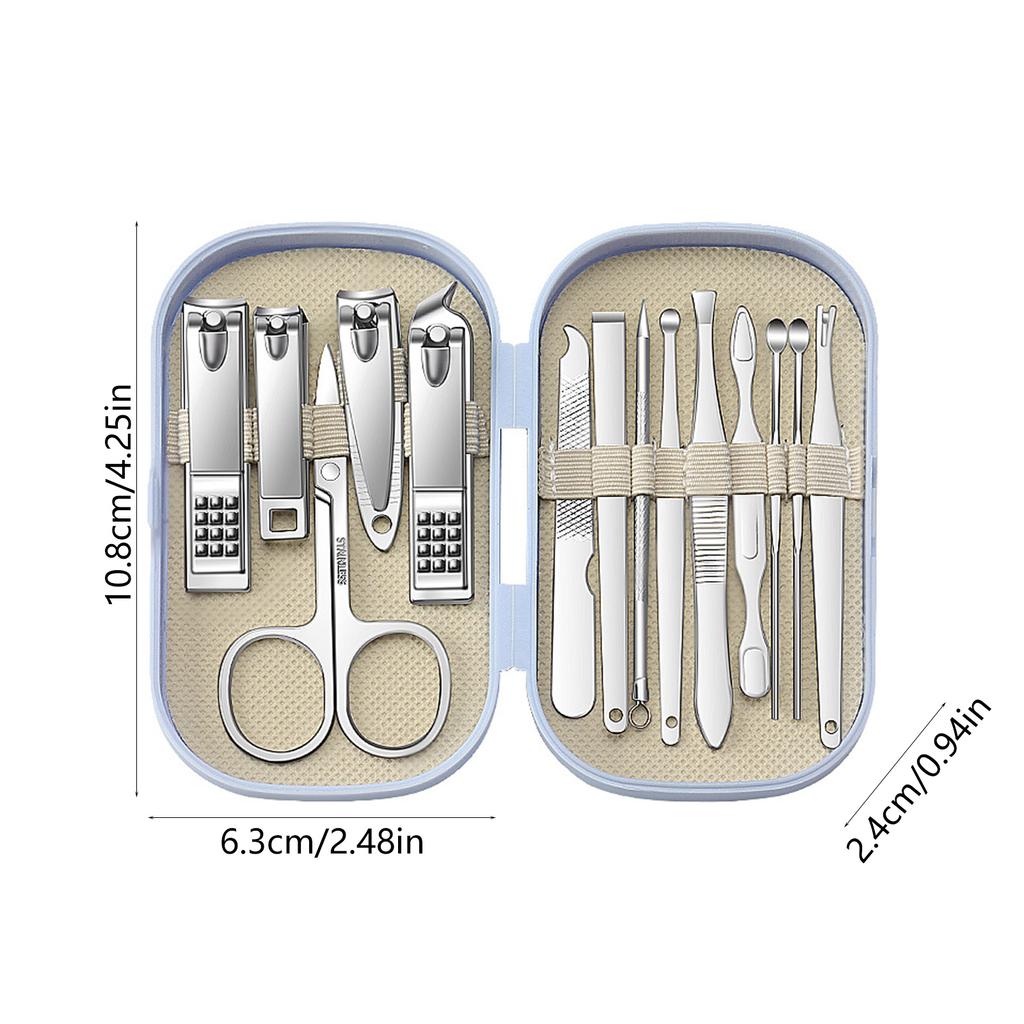 Complete Nail Care Kit Stainless Steel Nail Clippers Manicure Tools With Storage Case For Home Travel Family Use