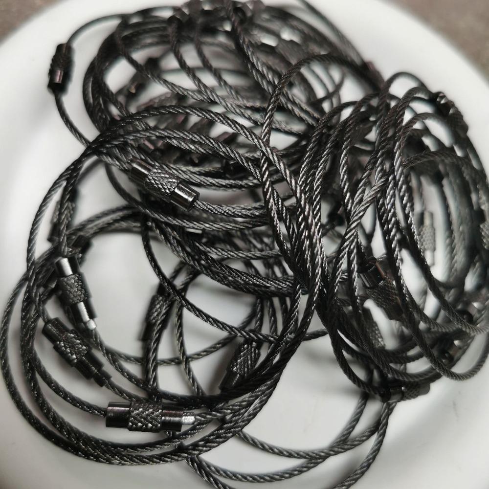 20PCS color paint wire rope 25 colors manufacturer wholesale key ring chain DIY tag cartoon key lanyard accessories